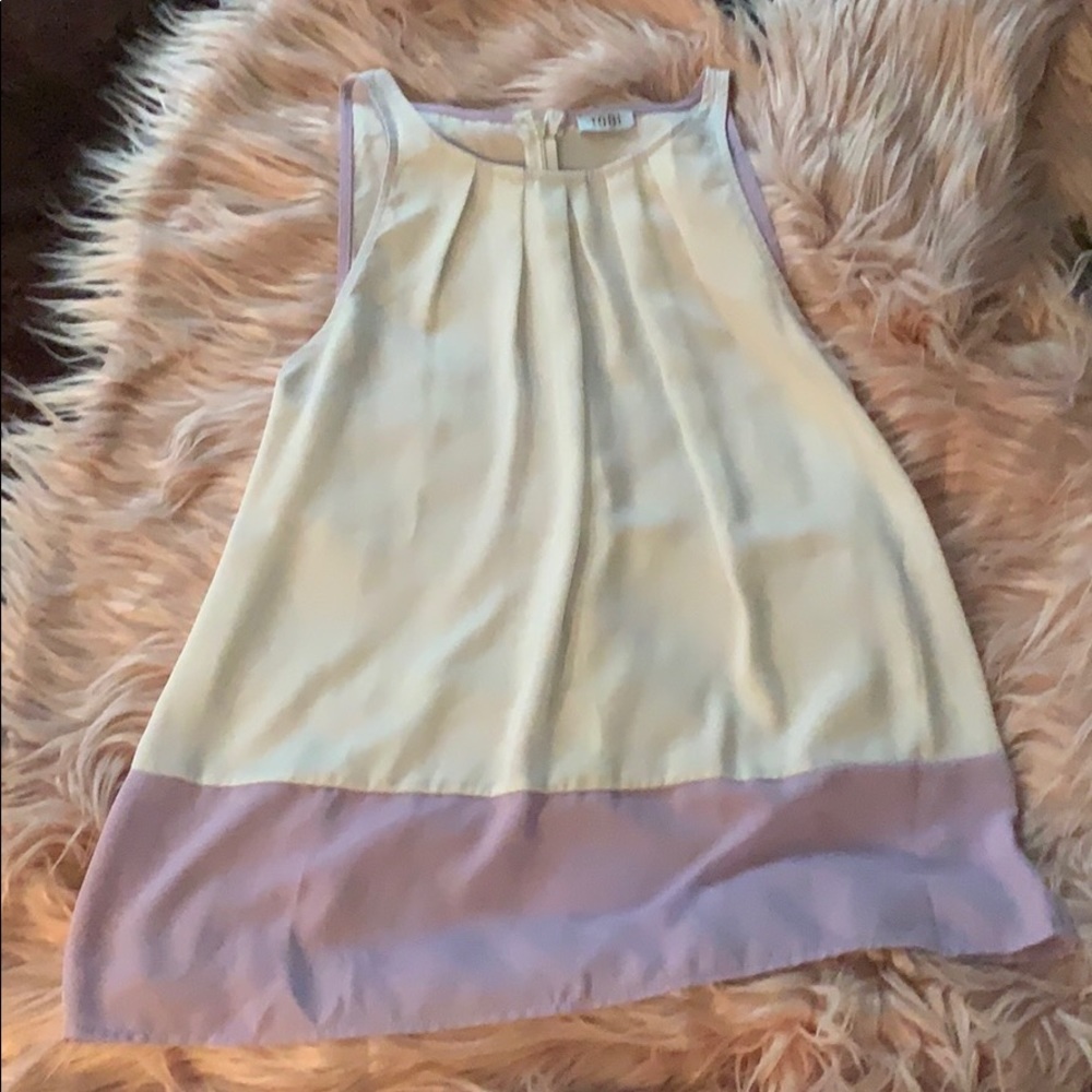 White and Purple Color-blocked Tank Top